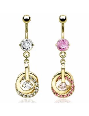 Piercing nombril plaqué or cercles entrelacés