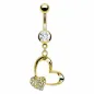 Piercing nombril Plaqué Or Double Cœurs