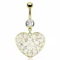 Piercing nombril plaqué or coeurs blancs