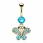 Piercing nombril Plaqué Or Papillon Gemmes