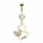 Piercing nombril Plaqué Or Coeur et Papillon