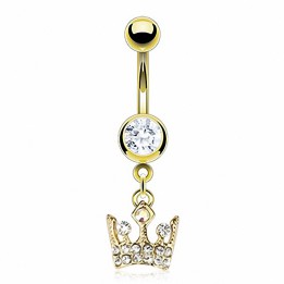 Piercing nombril plaqué or couronne