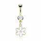 Piercing Nombril acier chirurgical Doré Fleur Epoxy