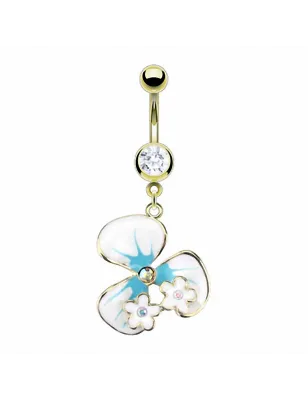 Piercing Nombril Doré Fleur Epoxy