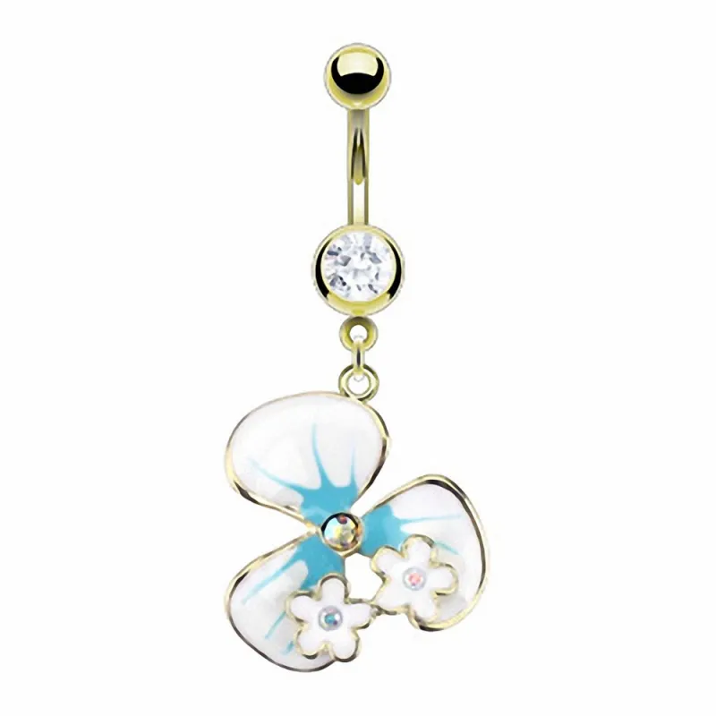 Piercing Nombril Doré Fleur Epoxy