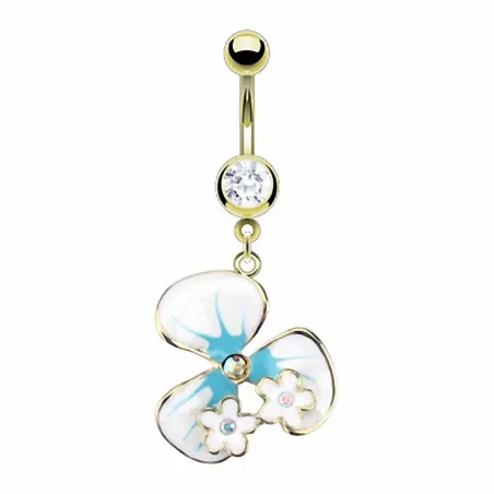 Piercing Nombril Doré Fleur Epoxy