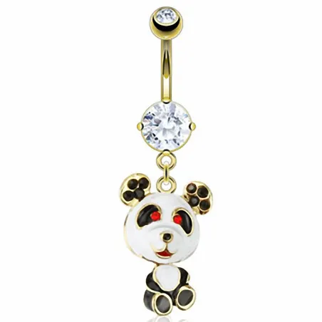 Piercing Nombril acier chirurgical Doré Panda