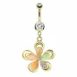 Piercing nombril doré pendentif fleur