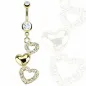Piercing nombril doré triple coeurs
