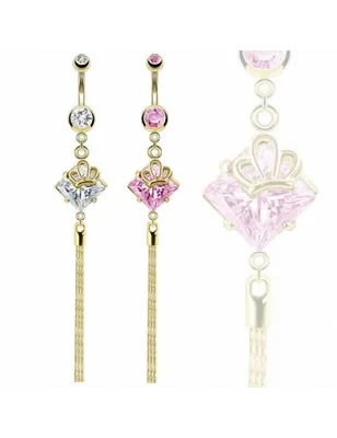 Piercing nombril doré losange chaines