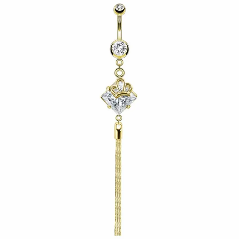 Piercing nombril doré losange chaines