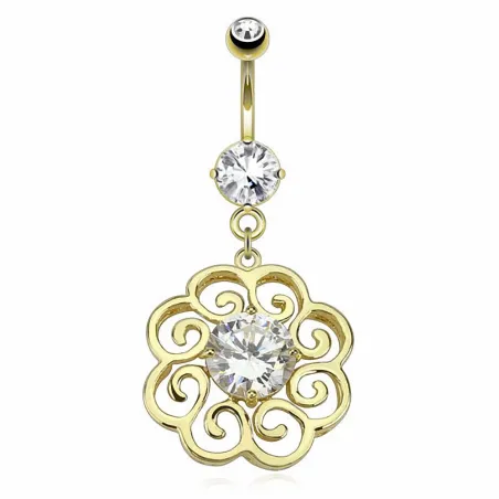 Piercing nombril plaqué or pétales