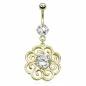 Piercing nombril plaqué or pétales