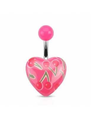 Piercing nombril coeur roses