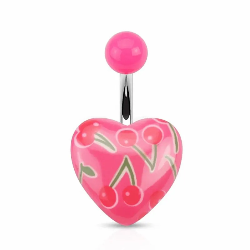 Piercing nombril coeur cerises