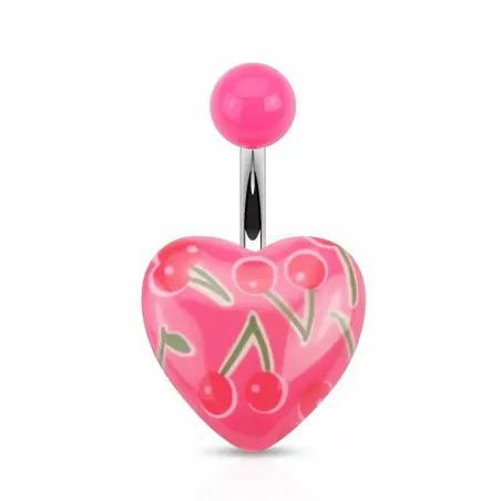 Piercing nombril coeur roses