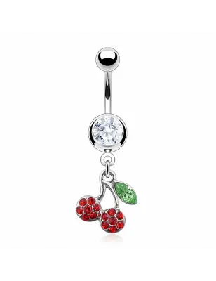 Piercing nombril cerise strass