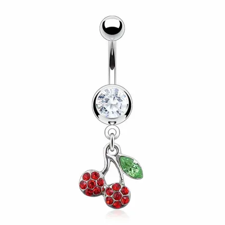 Piercing nombril cerise strass