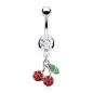 Piercing nombril cerise strass
