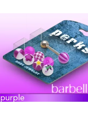 Pack Piercing Langue Boules Acrylique Violet - Bijou Piercing Langue