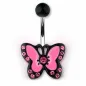 Piercing nombril papillon noir et rose