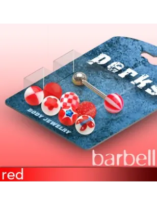 Pack Piercing Langue Boules Acrylique Rouge - Bijou Piercing Langue