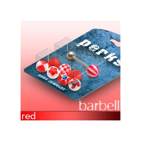 Pack Piercing Langue Boules Acrylique Rouge - Bijou Piercing Langue