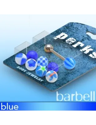 Pack Piercing Langue Boules Acrylique Bleu - Bijou Piercing Langue
