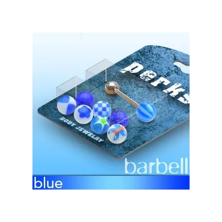 Pack Piercing Langue Boules Acrylique Bleu - Bijou Piercing Langue