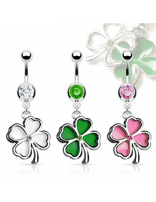 Piercing nombril Trèfles 4 feuilles