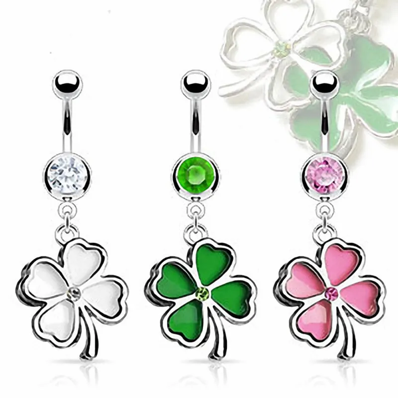 Piercing nombril trèfle 4 feuilles
