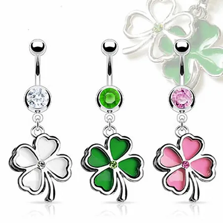 Piercing nombril Trèfles 4 feuilles