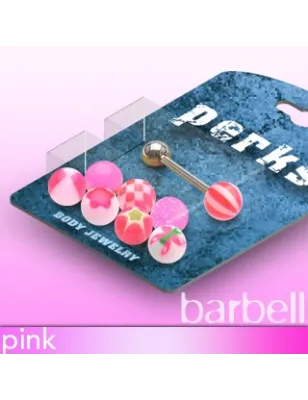 Pack Piercing Langue Boules Acrylique Rose - Bijou Piercing Langue