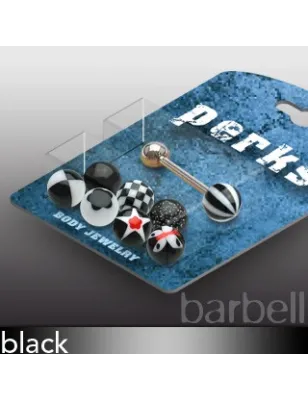 Pack Piercing Langue Boules Acrylique Noir - Bijou Piercing Langue