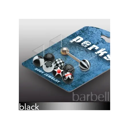 Pack Piercing Langue Boules Acrylique Noir - Bijou Piercing Langue