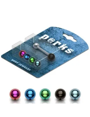 Pack Piercing Langue Acier + Boules Titane anodisé  - Bijou Piercing Langue