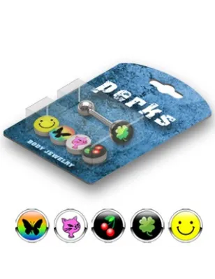 Pack Piercing Langue Acier Logos Smiley - Bijou Piercing Langue