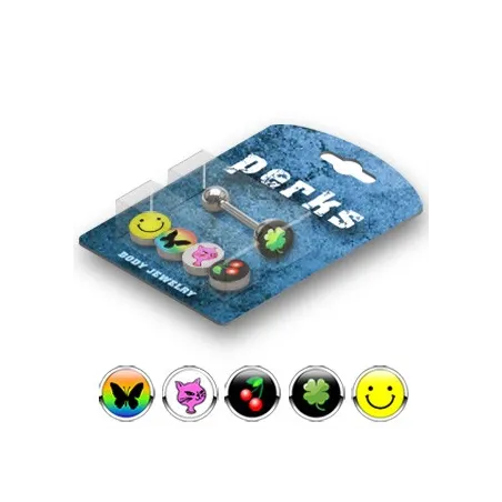 Pack Piercing Langue Acier Logos Smiley - Bijou Piercing Langue