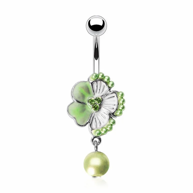 Piercing nombril Fleur et Perles