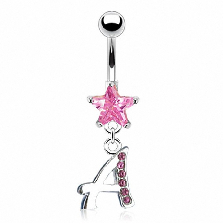 Piercing nombril Etoile Rose Initiale