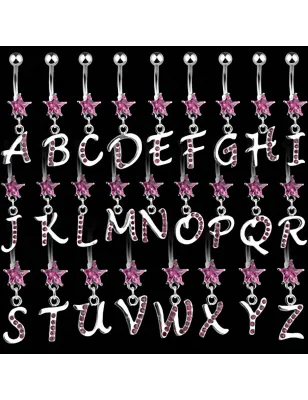 Piercing nombril Etoile Rose Initiale