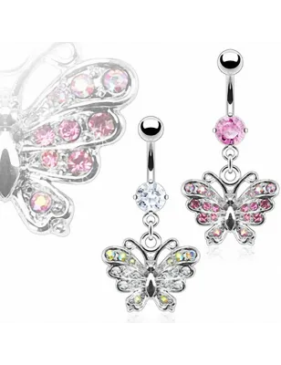Piercing nombril Papillon Gemmes