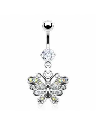 Piercing nombril Papillon Gemmes