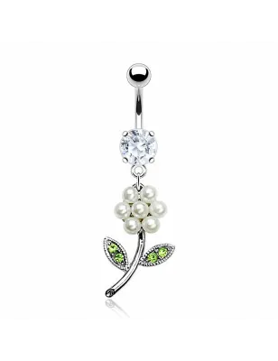 Piercing nombril Fleur Perle