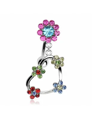 Piercing nombril inversé Coeur Fleur