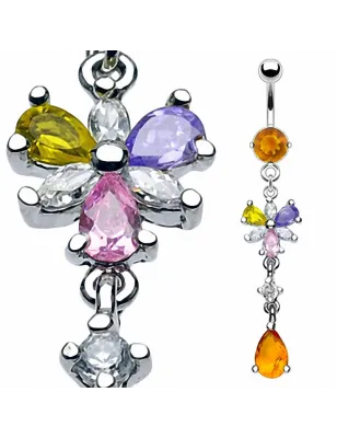 Piercing nombril Fleur Topaze