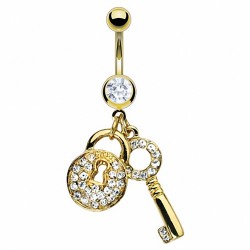 Piercing Nombril Banane Plaqué Or Avec Paillettes - Tige 1.6mm X 10mm - Bijou Corps