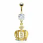 Piercing nombril Plaqué Or Couronne Gemmes