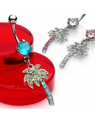 Piercing nombril Palmier Gemmes