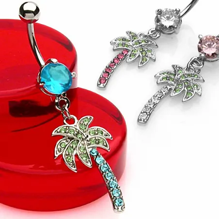 Piercing nombril Palmier Gemmes